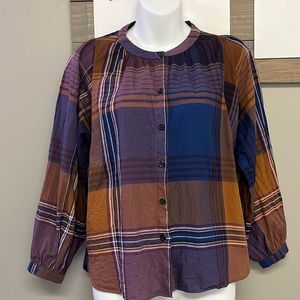 Madewell Button Front Plaid Puff Sleeve Shirt